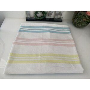 Vtg Baby Receiving Blanket Dundee 25X38 Stripes Pink Blue Nursery Swaddle 1970's